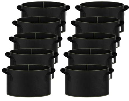 iPower Contenitore di aerazione resistente per giardino e piantare fiori di ortaggi, tessuto, nero con cuciture verdi, gallone
