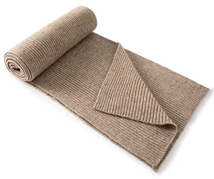 Unisex-Kaschmirwolle Klassischer, gerippter, fester Schal, ultraweicher, warmer Winterschal mit Geschenkbox (Kamel)