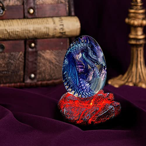 Wilbeva Lava Harz Dracheneier mit Beleuchtetem Sockel für Geschenke und Dekorationen, Drache für Jungen, Männer, Mädchen und Frauen, Ornamente für Weihnachten, Geburtstag und Jubiläum-EU Patent