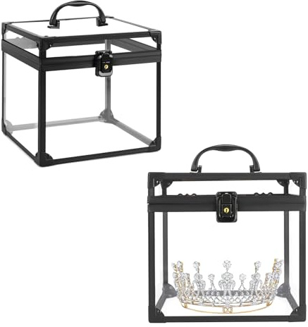 Donghome Smink tågfodral kosmetisk låda, stor kapacitet transparent akryl sminkväska fodral för sminkbord, badrumsbänk eller byrå, svart, mode, Svart, Mode