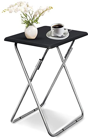Small Folding Table, Foldable Table, TV Tray Table, Sofa Table, End Table | Folding Snack Table, Outdoor Camping Table, Side Table, Laptop Table for Small Space Living Room Bedroom Balcony (Black)