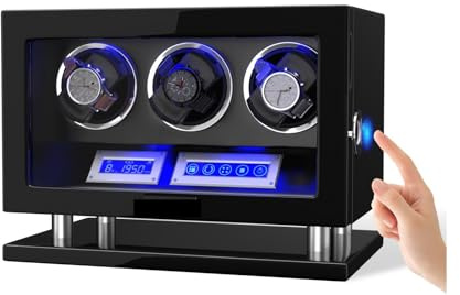 Säkerhetsskåp, Finravtrycksupplåsning Automatisk Klockvindare Med 3/4/6/8/12-fack Pekskärmsfjärrkontroll Motor Watch Safe Box Stark och hållbar, Säker för pengarna Dokument vär (Color : 3 winders)