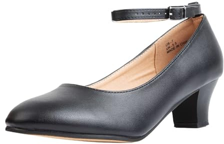 Asyusyu Chaussures de danse pour femme avec sangle de cheville haute talon de 3,9 cm, Noir , 40.5 EU