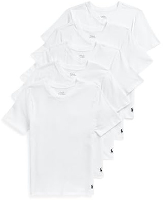 Polo Ralph Lauren Boys' Multi-Pack Short Sleeve Undershirt, White 5-Pack