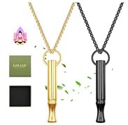 LOLIAS 2 Stück Original Rauchentwöhnung Hilfsmittel Atemkette Höki Kette mit Pfeife für Herren Damen v2 Halskette Rauchfrei Original Rauchfrei Meditation Geschenke Edelstahl Schwarz Silber Gold