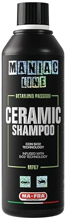 Ma-Fra, Maniac Car Detailing Line, Formato 1L, Ceramic Shampoo con SiO2 Technology, Shampoo Auto 3in1 Concentrato, Lava, Sigilla la Carrozzeria, Protegge l'Auto da Agenti Chimici per 90 Giorni