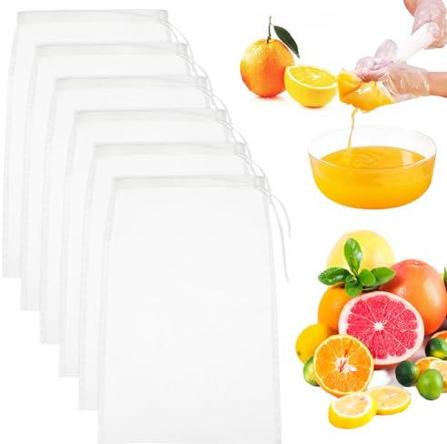 6 PCS Drawstring Straining Bag, 20 * 30cm Cheese Cloths for Straining, Reusable Cold Brew Coffee Cheese Cloths Strainer, Muslin Cloths for Cooking, Yogurt, Nut Milk, Food Straining
