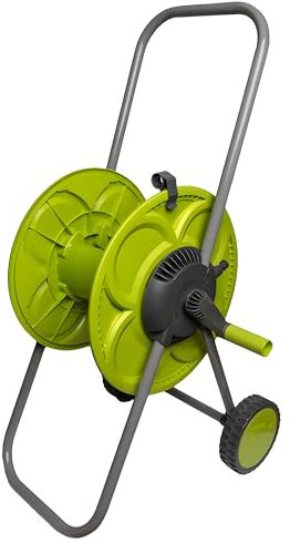 Hose Reel Eco Portable Cart Lime 50m - Portable Water Pipe Storage with 2 Wheels – Lightweight & Durable Freestanding Hose Holder for Outdoor Lawn & Garden – Heavy Duty Frost-Resistant Watering Reel