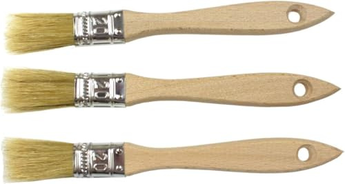 efo Set di pennelli piatti – Piccoli pennelli piatti di precisione – Miscela naturale ricca di setole – per finiture, artigianato – adatti per macchie, vernici e olio – 3 pezzi, dimensioni 20 mm