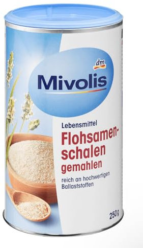 Graines de Psyllium Moulues, Riche en Fibres Alimentaires, Mivolis, 250g