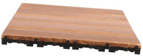 Gatuida Outdoor Anticorrosion Wooden Decking Tiles Interlocking Patio Floor Covering Waterproof Carbonized Wood Balcony Flooring for Garden and Terrace Wood Wax Oil (5pcs)