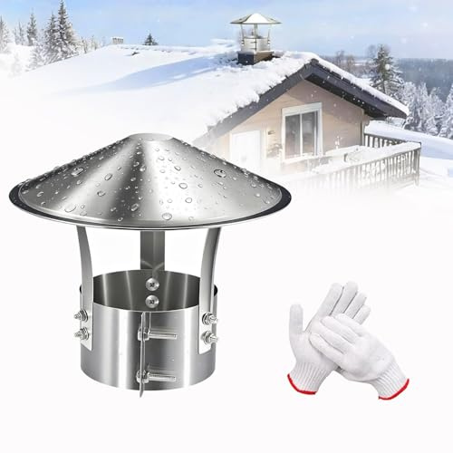 Chapeau de Cheminée Poêle Rond,Capot de Tuyau de Cheminée en 201 Acier Inoxydable,75-315mm Capuchon de Pluie Couvercle de Vent for Toit avec des vis métalliques(210mm/8.26in)