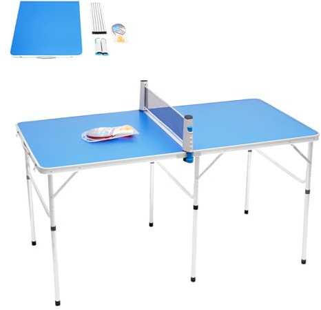 Tavolo da ping pong pieghevole per interni, con rete da ping pong e 2 racchette + 3 palline, montaggio rapido, multifunzione, 152 x 76 x 76 cm