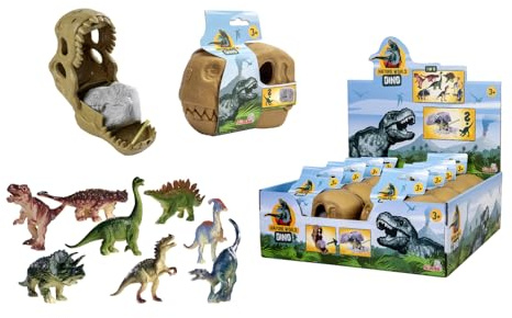 Simba Set di scavi Dino con teschio T-Rex – Scelta casuale tra 8 Dinos da scavare, con attrezzi, teschio realistico apribile, Dino circa 9 cm, teschio 14 cm, a partire dai 3 anni in su