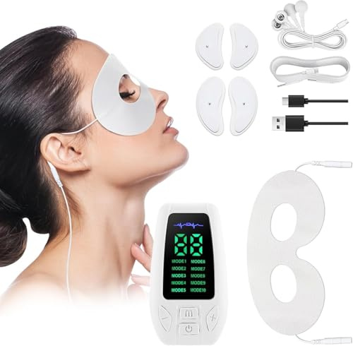 WUGEIN Massaggiatore per occhi con micro corrente EMS, calore, micro-corrente e vibrazioni, dispositivo anti-invecchiamento sotto gli occhi per la cura della pelle per occhiaie, gonfiore, linee