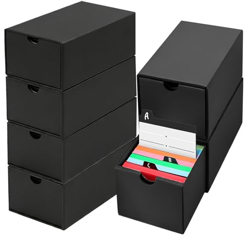 HIMOMO 6 stycken kortlådor för A7-kort, indexkortslåda för inlärning, recept, hem, kontor (22,5 x 11,5 x 4,5 cm)
