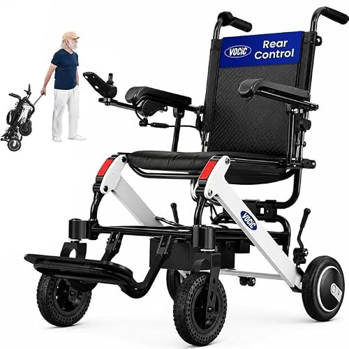 VOCIC V55 Sedia a rotelle elettrica pieghevole leggera con controllo posteriore