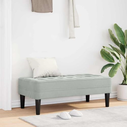 SooIarix Banc gris clair avec coussin en velours, 113 x 57 x 39 cm, pieds en contreplaqué, banc pour salon, coussin d'assise extérieur, banc, mobilier de tente de bière avec dossier
