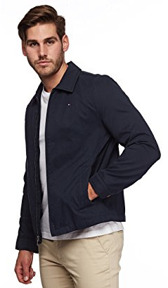 Tommy Hilfiger Mens-Lightweight Microtwill Golf Jacket (Regular & Big-Tall Sizes) Long Sleeve Denim Jacket - Blue - Large