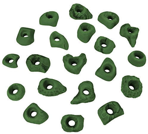 ALPIDEX Klettergriffe Größe S | Tritte | Kleine Klettersteine | 20 oder 40 Stück Formen - Farbe:grün-meliert, Verpackungseinheit:20 Stück