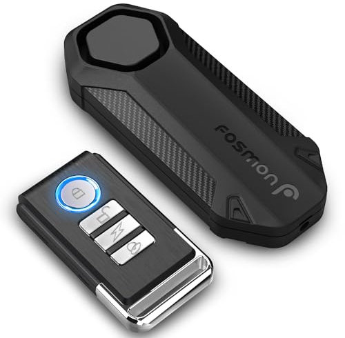 Fosmon Alarma inalámbrica antirrobo para Bicicleta con Control Remoto, Impermeable, Funciona con Pilas, Alarma de Seguridad súper Fuerte de 113 dB para Bicicleta, Motocicleta, Scooter de Movilidad,