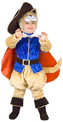 Gatto con gli Stivali costume travestimento peluche bambino (3-4 anni), blu/rosso