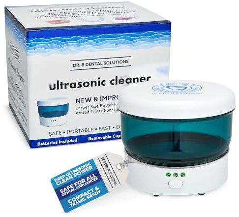 Dr. B Dental Solutions Ultrasonic Cleaner – Efficient Dental Cleaner with High-Frequency Waves for Removing Debris and Stains from Dentures, Night Guards, Retainers, and Aligners
