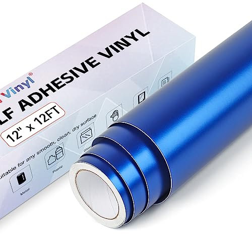 Lya Vinyl Vinylfolie Plotter Metallisch Matt - 30,5 x 366 cm Plotterfolie Vinyl Blau für Cricut, Cameo, Selbstklebendes Vinyl für Tassen, Glas, Geburtstagsfeier