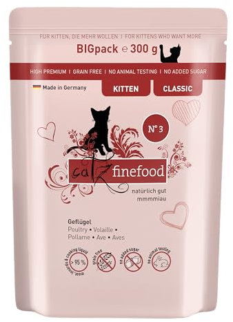 catz finefood Kitten N° 3 Geflügel Katzenfutter nass - Feinkost Kitten Nassfutter für Junge Katzen(6 x 300g Beutel)