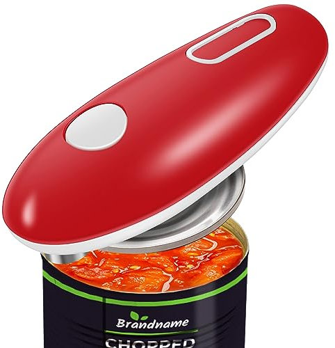 Apriscatole elettrico professionale, apriscatole automatico a mano libera, con interruttore, portatile, senza fili, alimentato a batteria, per artrite, cucina, vecchio, ristorante chef (rosso)