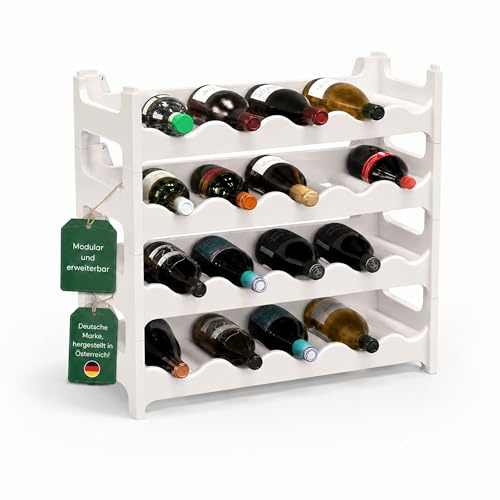 ARTECSIS® - Botellero Modulable de Plástico para Botellas para 24 Botellas, Organizador de Botellas de plástico, Color Blanco, Altura de 54 cm