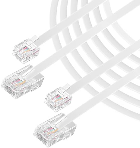 XMSJSIY RJ11 to RJ45 Phone Cable RJ11 Phone to RJ45 Ethernet Modem Data Telephone Broadband Ethernet Patch Network Cable Lead ASDL Telephone 6P4C to 8P8C Network Extension Cord - 2PCS - 2M/6.56FT