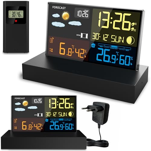 Berdsen väderstation trådlös digital hygrometer DCF barometer svart