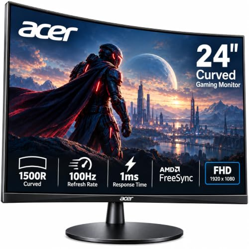 Acer Nitro 24 Curved Gaming Monitor 100Hz FHD 1500R Curve ZeroFrame Design