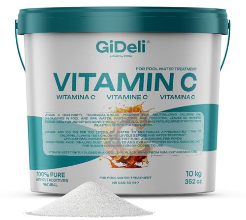 GiDeli Vitamin C-pulver 10 kg tekniskt högrent för klorneutralisering för pool spa bubbelpool akvarium dammvatten