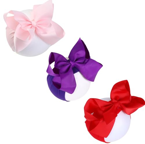 6 Inch Baby Girls Headband Bows, Soft Nylon Hairbands Cute Big Bow Super Elastic Headband for Baby Girls Newborn Infant Toddlers (Pink Red Purple, One Size)