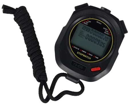 Vibsky Cronometro digitale con 30 giri di memoria, metronomo, retroilluminazione e sveglia per allenamento sportivo, nero