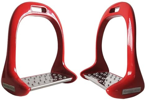 CYMMIYT Säkerhetsstigbygel, 1 par pedalutrustning, häststigbygel, halkskydd, ridsäkerhet, aluminiumlegering, ridsteg, lätt, utomhussporter, (röd)