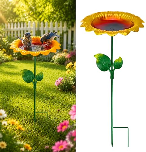Bebedero para pájaros de pie, baño de pájaros de jardín de pie, bebedero de jardín resistente a las heladas, bebedero de agua para pájaros, bebedero de pájaros de metal resistente al invierno para