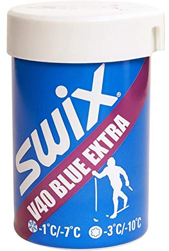Swix V40 Blue Extra Hardwax Kick Wax for Cross-Country Skis, -1/-7 C, 43g