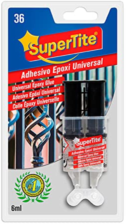 SUPERTITE Pegamento Epoxi 2 Componentes (6 Ml.) Pegamento Metal, Cristal, Espejos, Plásticos, Mármol, Embarcaciones, Madera, Piel, Etc