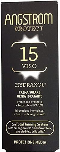 Angstrom Protect Crema Solare Protezione Viso SPF 15, Stimola la Produzione di Melanina con il Total Tanning System, con Filtri Solari UVA/UVB, Resistente all'Acqua, Dermatogicamente Testato, 50 ml