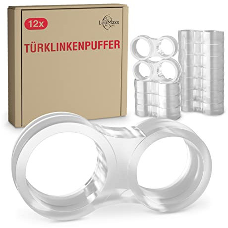 LouMaxx Butée de Porte - Jeu de 12 Pièces, Transparent, Double Butoir Porte – Amortisseur Porte – Protège Porte – Cale Fenêtre - Installation Facile et Rapide, Protection des Murs et des Meubles
