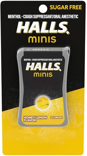 HALLS Minis Honey Lemon Flavor Sugar Free Cough Drops, 24 Drops