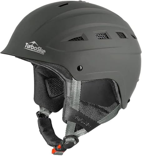 TurboSke Ski Helmet, Snowboard Helmet, Snow Sports Helmet for Men Women and Youth (Gray, L)