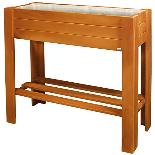 WAGNER GreenFAMILY - Jardinière surélevée - GreenBOX Light - Bois de conifère, Bois Massif FSC®, châtaignier, 70 x 83 x 34,5 cm, étagère, Sac à Plantes Inclus - 25028001
