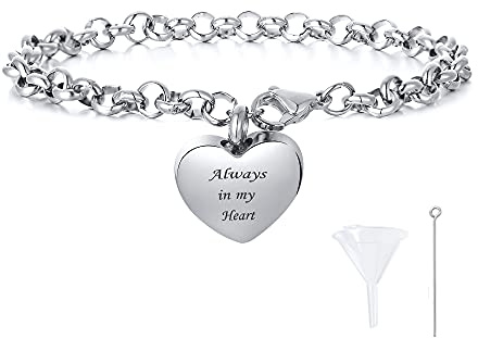 VNOX Cremation Jewelry for ashe Cremation Bracelet with Personalized Message Urn Cuff Bangle Rope Bracelet for Men and Women, Pet, Adult, Stainless Steel, No-Gemstone