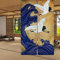 LIGICKY Rideau de Porte Japonais rétro en Lin Blanc avec Grue Bleue et Vagues imprimées asiatiques, pour sushis, Cuisine, décoration de Maison, 85 cm de Large x 150 cm de Long