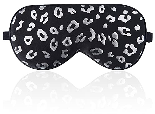 100% Silk Sleep mask with Adjustable Strap,Comfortable and Super Soft Eye mask Ultimate Sleeping aid,blindford silverleopard