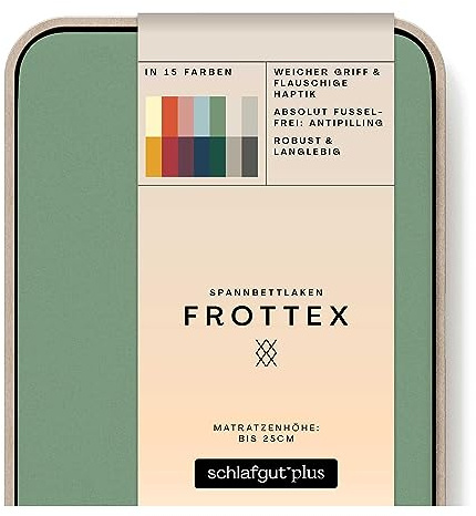 schlafgut Frottex, lenzuolo con angoli 140x200 cm a 160x200 cm, Realizzato con il miglior cotone, Morbido e traspirante, Facile da pulire, Certificato ÖKO TEX, Green Mid